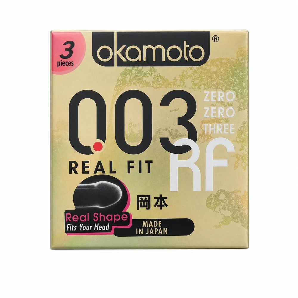 Okamoto 0.03 Real Fit condom, non-reservoir-ended, 3 pieces - Preah Chan Tep Pharmacy