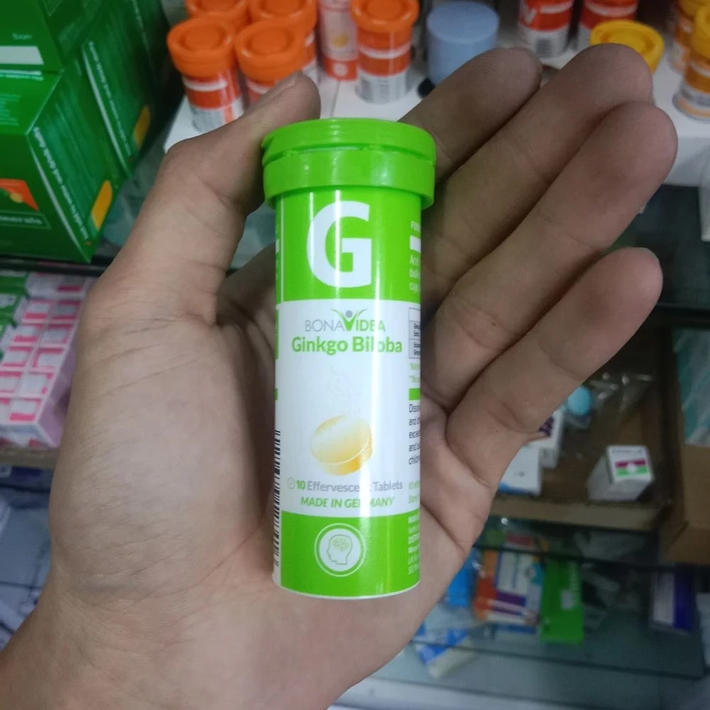 BonaVidea Ginkgo Biloba Ginkgo biloba extract 60 mg equivalent to 3000 mg ginkgo biloba per effervescent tablet, 10 tablets - Kim Yi