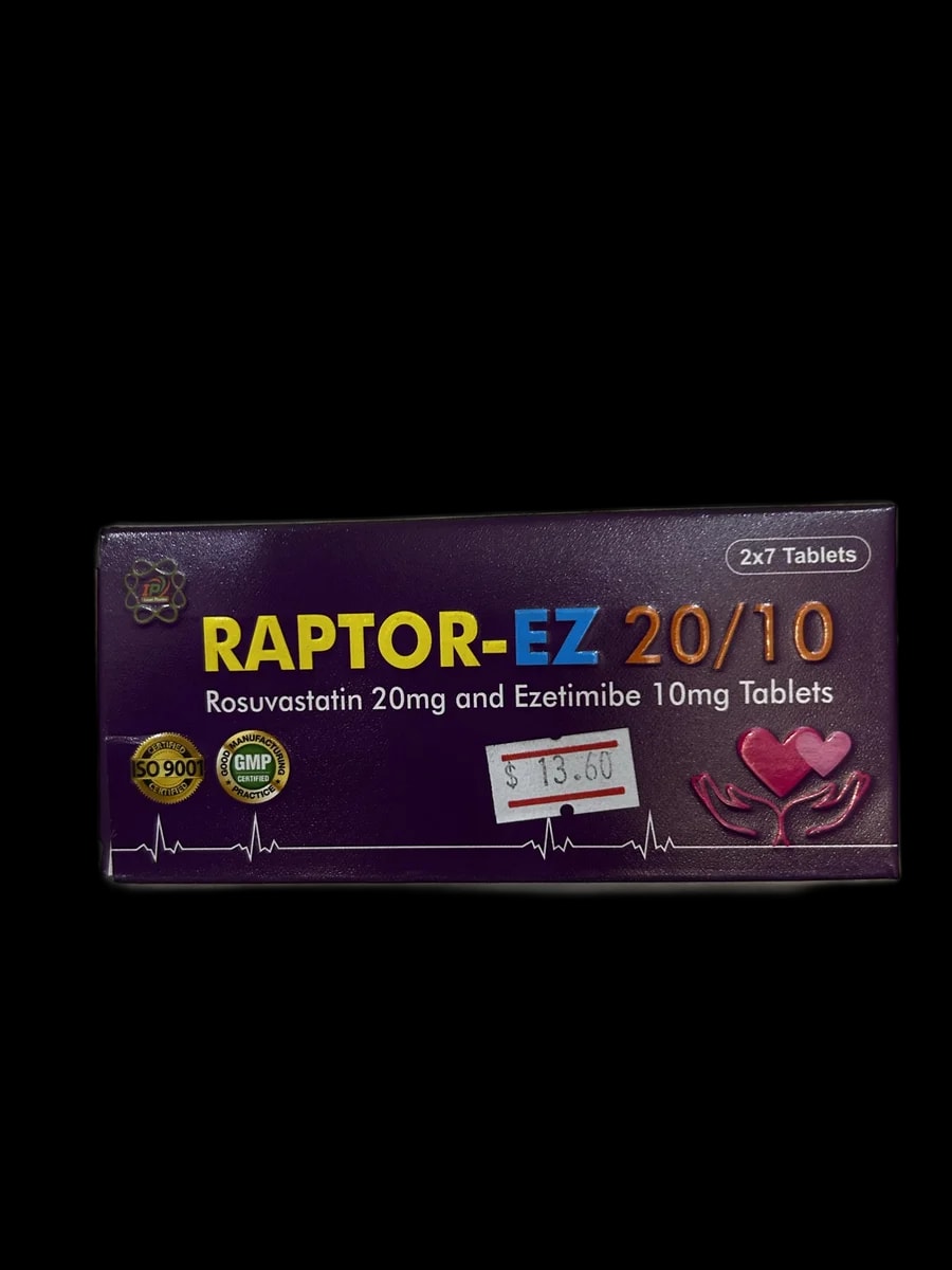 Raptor-EZ 20/10 Atorvastatin 20mg + Ezetimibe 10mg - ឱសថស្ថានព្រះខ័នពេជ្រ