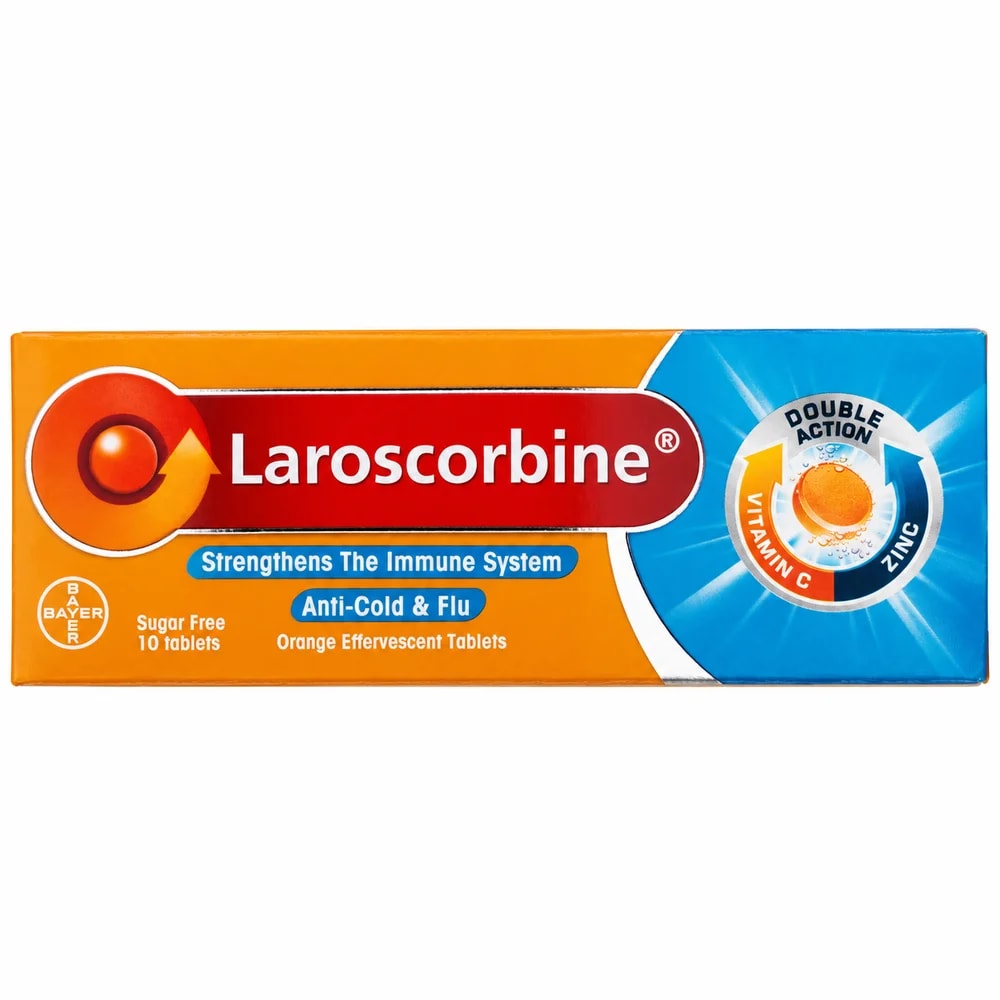 Laroscorbine Double Action Orange flavour, 10 effervescent tablets - Pharmacy Krech hong