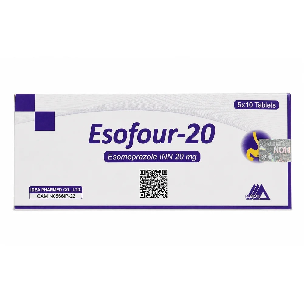 Esofour Esomeprazole 20 mg enteric-coated tablet - Preah Chan Tep Pharmacy