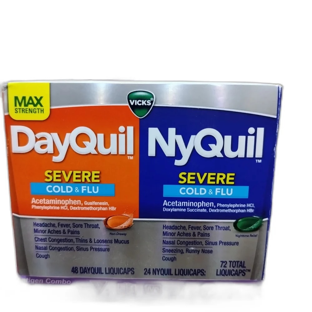 Vicks DayQuil + NyQuil Severe Cold & Flu Combo 325 mg acetaminophen per LiquiCap - PHARMA ASSIST PHARMACY