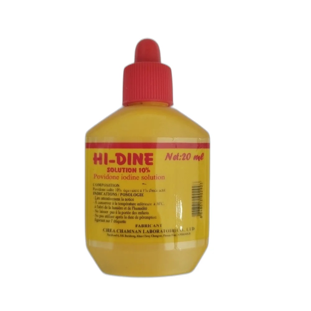 Hi-Dine Povidone iodine 10% solution - ឱសថស្ថាន សុខលាភ