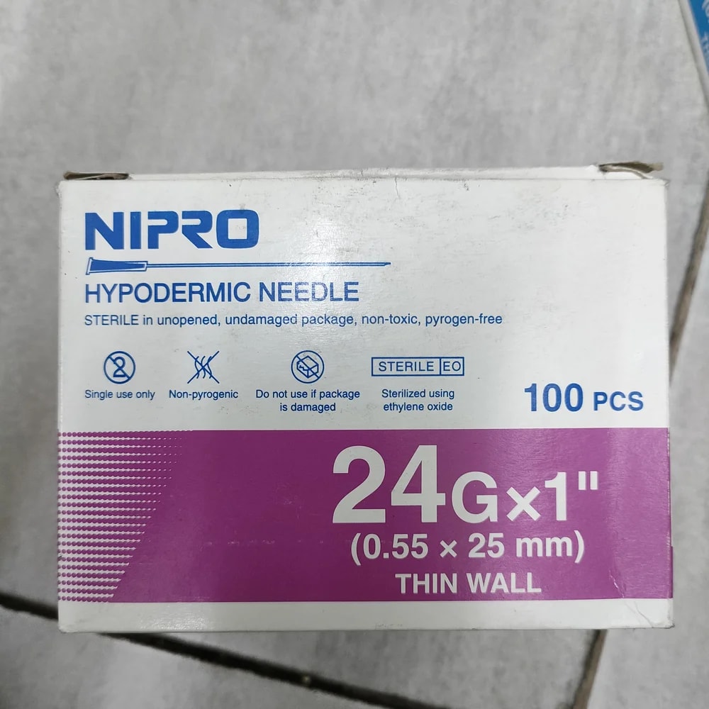 Nipro Hypodermic Needle 24G x 1″ Sterile disposable hypodermic needle, 24G x 1″ (0.55 x 25 mm) - Depot De Pharmacie "A" Kim Houy