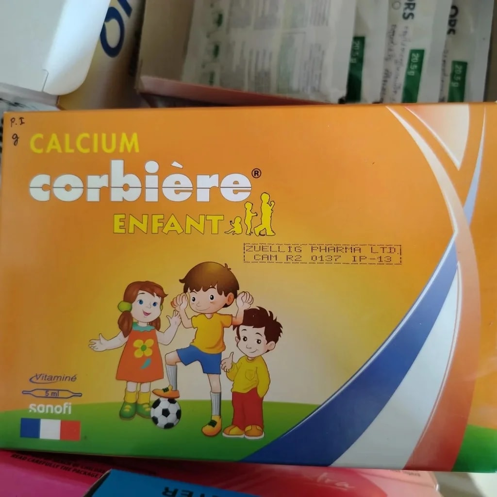 Calcium Corbiere Enfant Calcium glucoheptonate 0.550 g, Vitamin C 0.050 g, Vitamin PP 0.025 g per 5 ml ampoule - CHEANIMUL PHARMACY