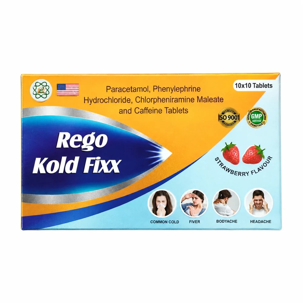 Rego Kold Fixx Paracetamol 500 mg / Phenylephrine hydrochloride 5 mg / Chlorpheniramine maleate 2 mg / Caffeine 30 mg - Sann Sopheachenda Pharmacy