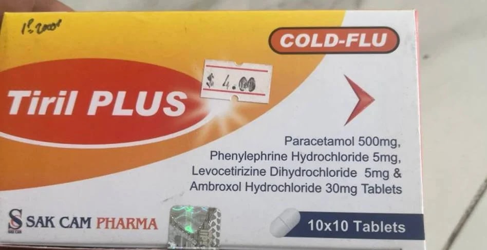 Tiril PLUS Paracetamol 500mg/Phenylephrine 5mg/Levocetirizine 5mg/Ambroxol 30mg - แฑแแแแแแถแ แแแแธแแแแกแถแแ
