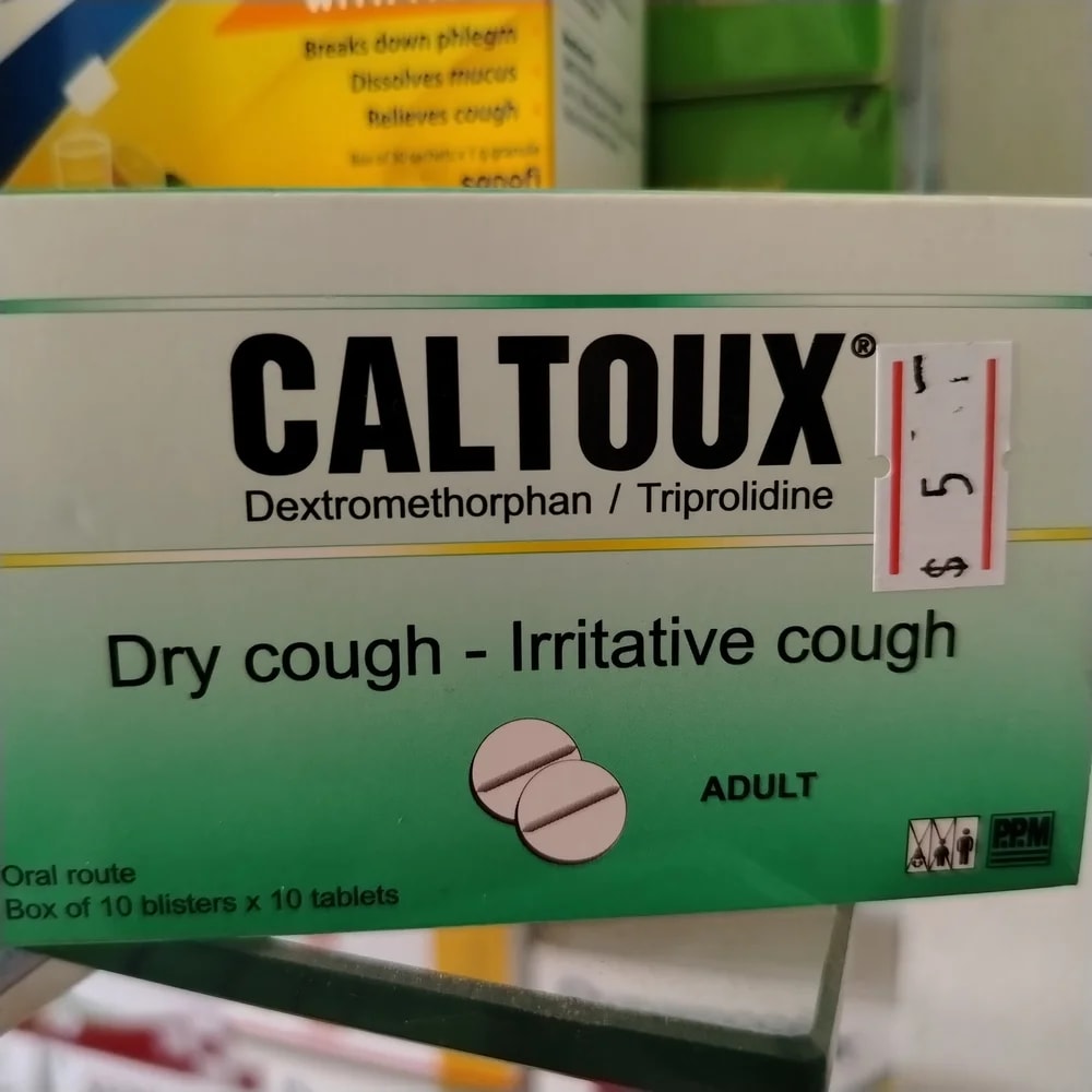 Caltoux (Adult Tablet) Dextromethorphan hydrobromide 30 mg + Triprolidine hydrochloride 2 mg per tablet - CHEANIMUL PHARMACY