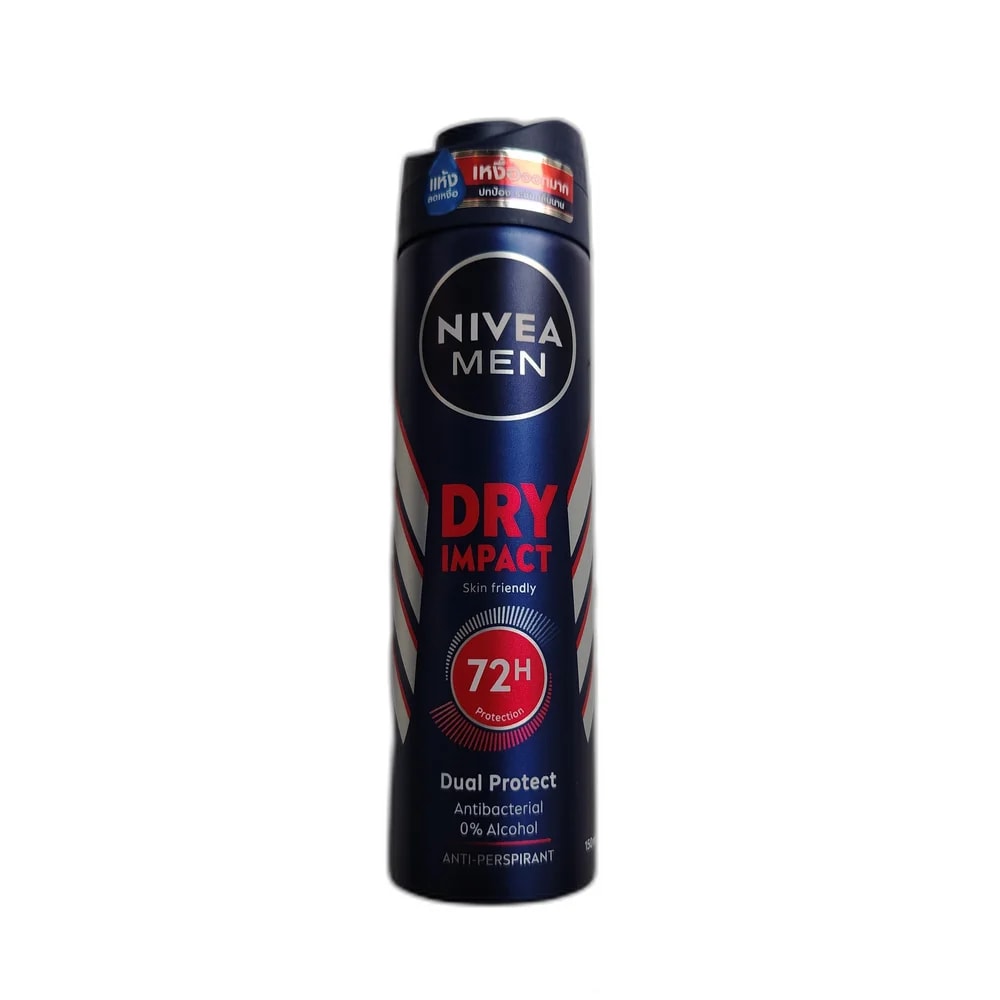 Nivea Men Dry Impact Anti-Perspirant Spray (Dual Protect, 72H, 0% Alcohol) 150ml 150 ml - PHARMACIE RATANAK