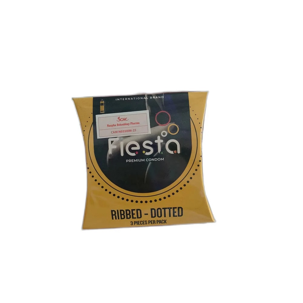 Fiesta Ribbed Dotted Condoms 51 ± 2 mm - SUKHA PHARMACY