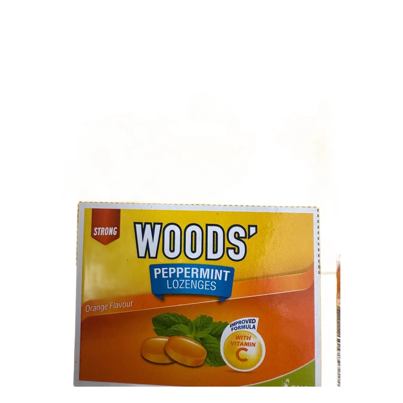 Woods' Peppermint Lozenges Strong Orange Flavour Vitamin C 90.25 mg + Peppermint Oil 5 mg + Menthol 0.75 mg per lozenge - ឱសថស្ថាន ត្រពាំងថ្លឹង