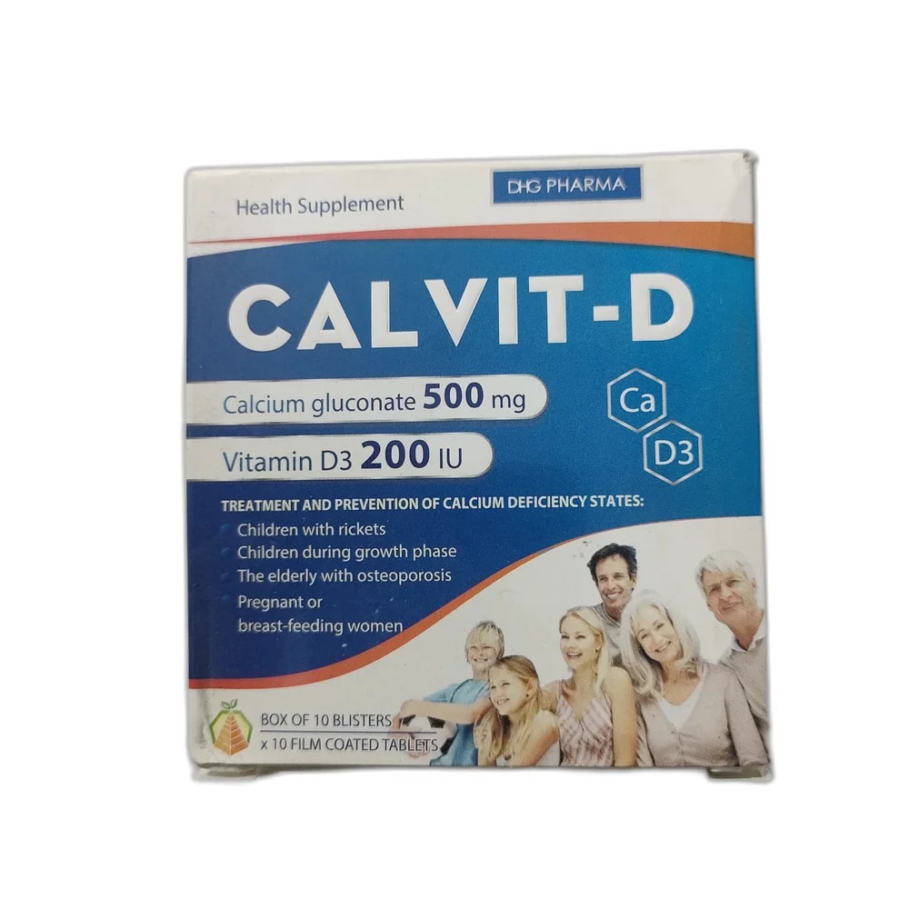 Calvit-D 500 mg calcium gluconate + 200 IU Vitamin D3 per tablet - PHARMACIE PORNLEU PICH