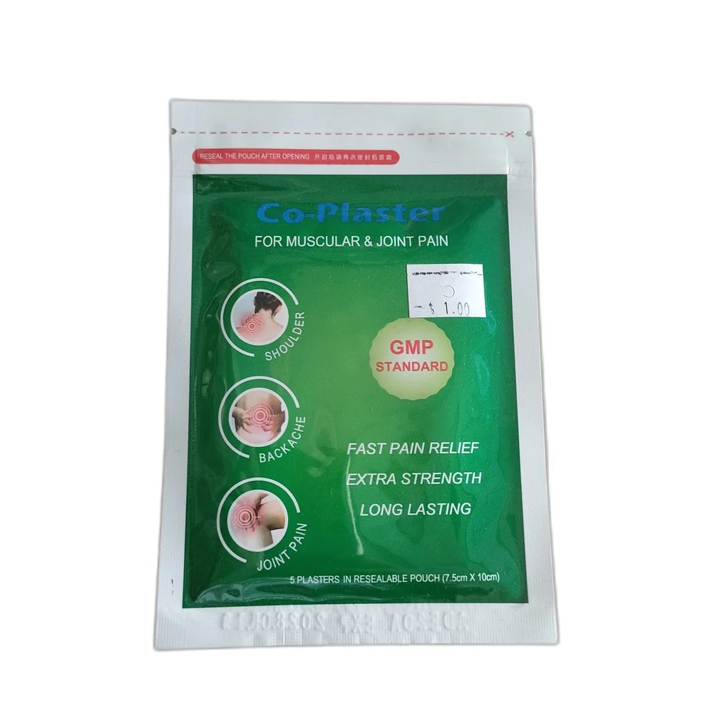Co-Plaster Extra Strength Pain Relief Plasters 5 plasters, 7.5 × 10 cm each - SUKHA PHARMACY