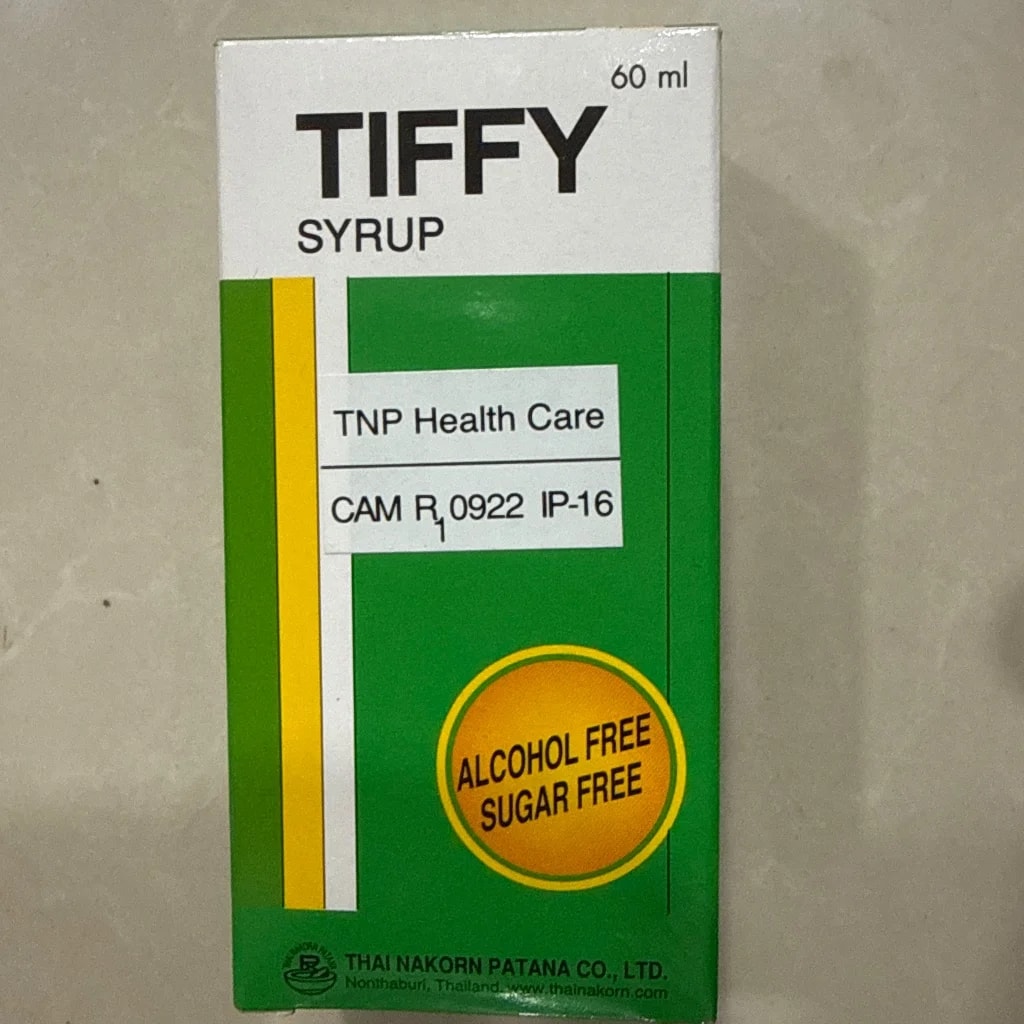 TIFFY Syrup 60ml Paracetamol 120mg/Phenylephrine 5mg/Chlopheniramine 1mg - PONLEU DOUNG DARA PHARMACY