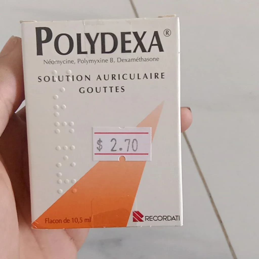 Polydexa Neomycin (6500 IU/mL), Polymyxin B (10,000 IU/mL), Dexamethasone (1 mg/mL)