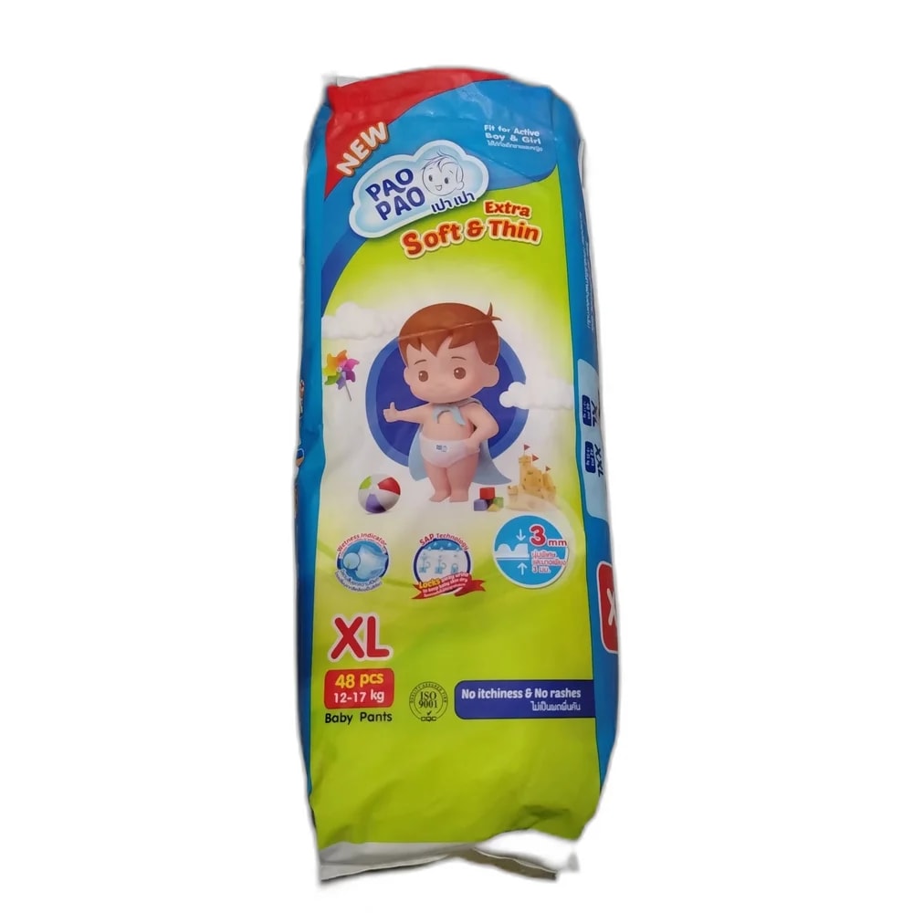 Pao Pao Extra Soft & Thin Baby Pants (Size XL, 12-17 kg, 48 Pcs) Size XL (12-17 kg) - PHARMACIE RATANAK