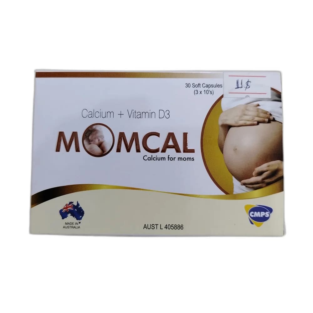 Momcal Calcium 250 mg + Vitamin D3 400 IU per capsule
