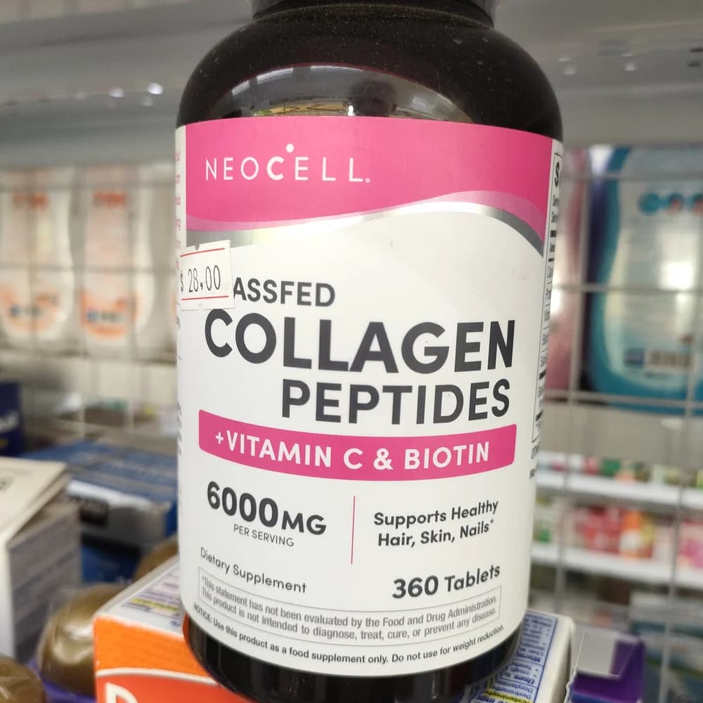 NeoCell Grassfed Collagen Peptides + Vitamin C & Biotin 6000 mg collagen peptides + 60 mg Vitamin C + 5000 mcg Biotin per 6-tablet serving