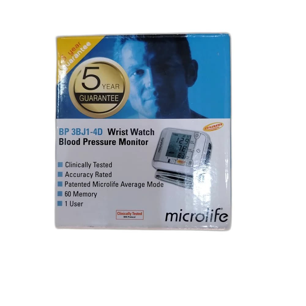 Microlife BP 3BJ1-4D Wrist Watch Blood Pressure Monitor Model BP3BJ1-4D; wrist cuff; 60-reading memory; MAM average mode; 1 user
