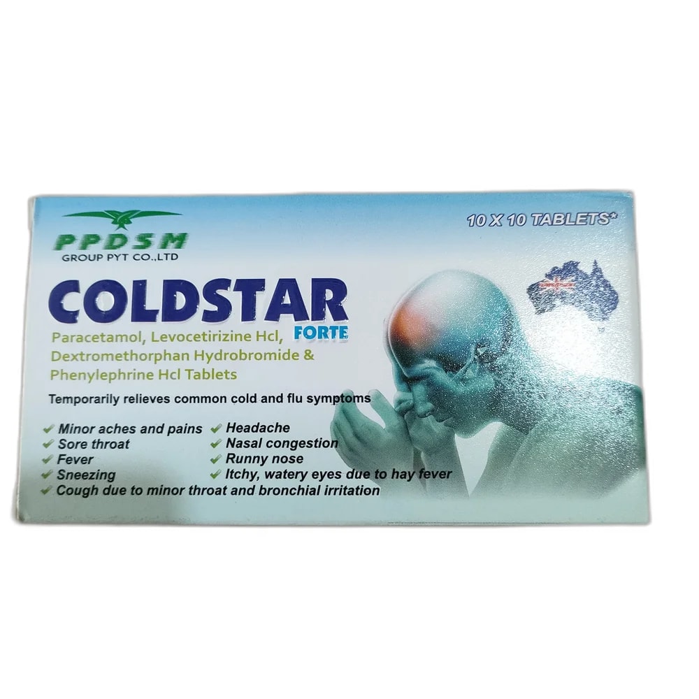 Coldstar Forte Paracetamol 500 mg / Levocetirizine 5 mg / Dextromethorphan 10 mg / Phenylephrine 5 mg - Reachvong Pharmacy