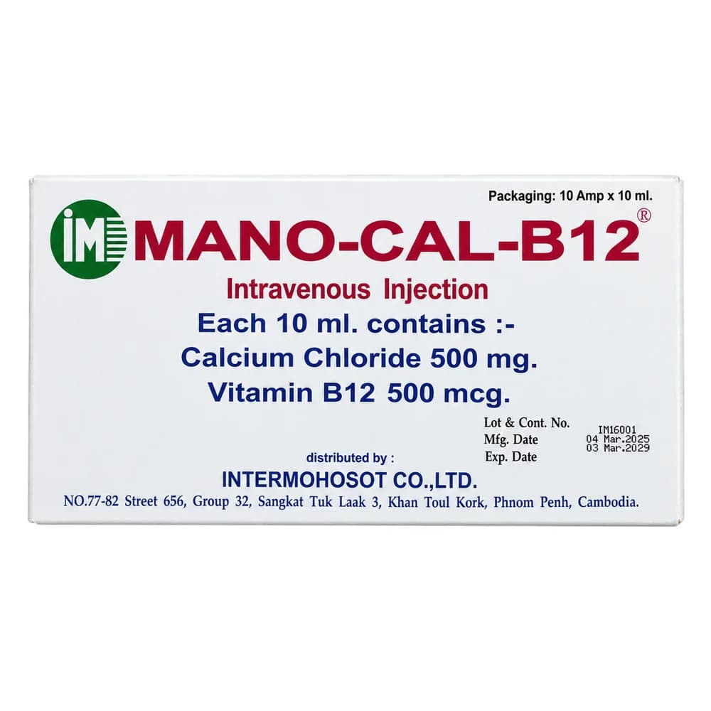 Mano-Cal-B12 500 mg / 500 mcg per 10 ml