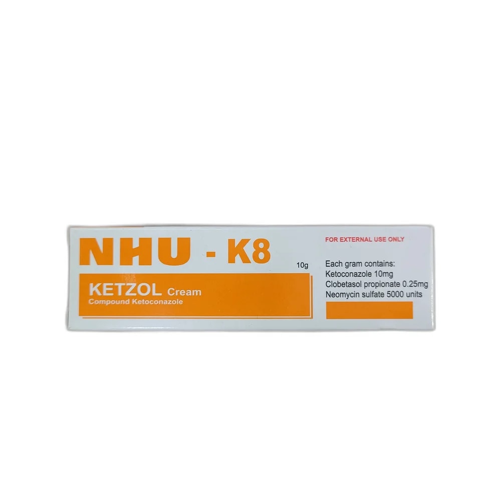 NHU-K8 Ketzol Ketoconazole 10 mg/g / Clobetasol propionate 0.25 mg/g / Neomycin sulfate 5000 units/g - Depot de Pharmacie B Rotha