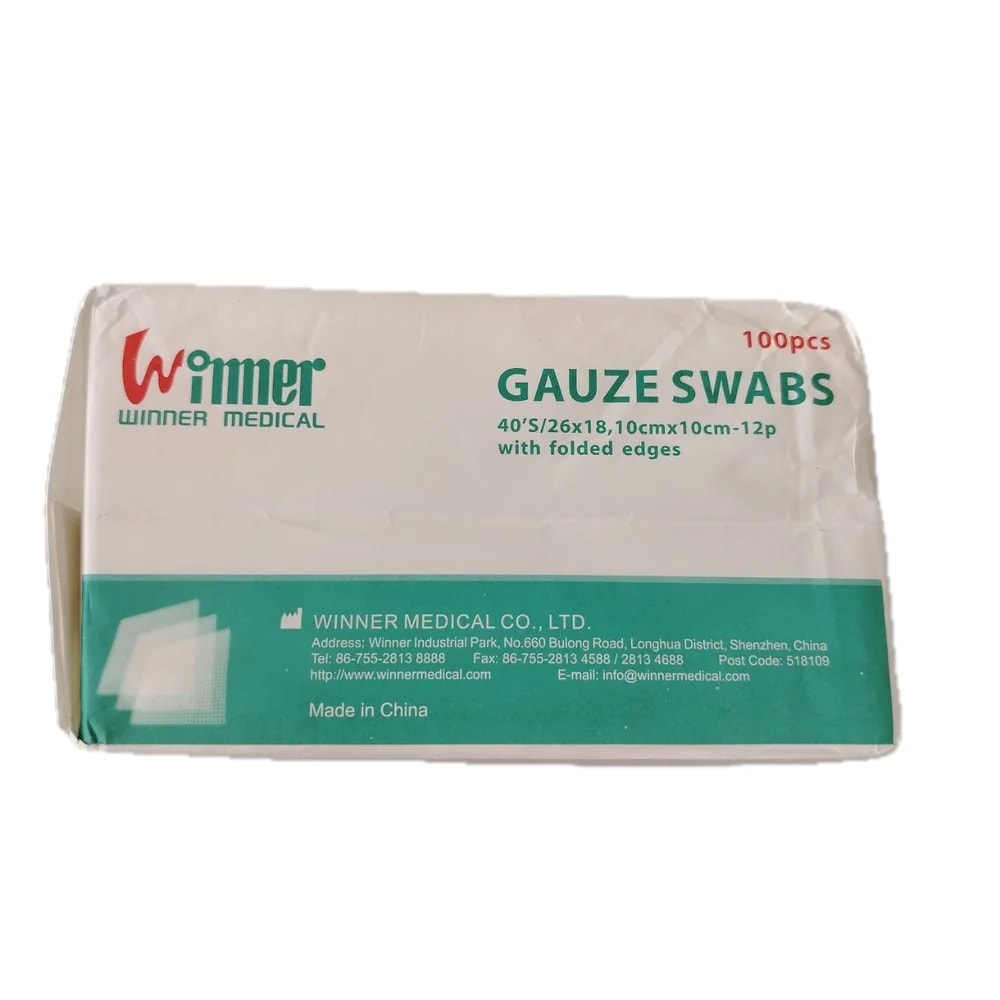 Winner Gauze Swabs 10 cm x 10 cm, 12-ply (40's/26x18) - Reach Srey