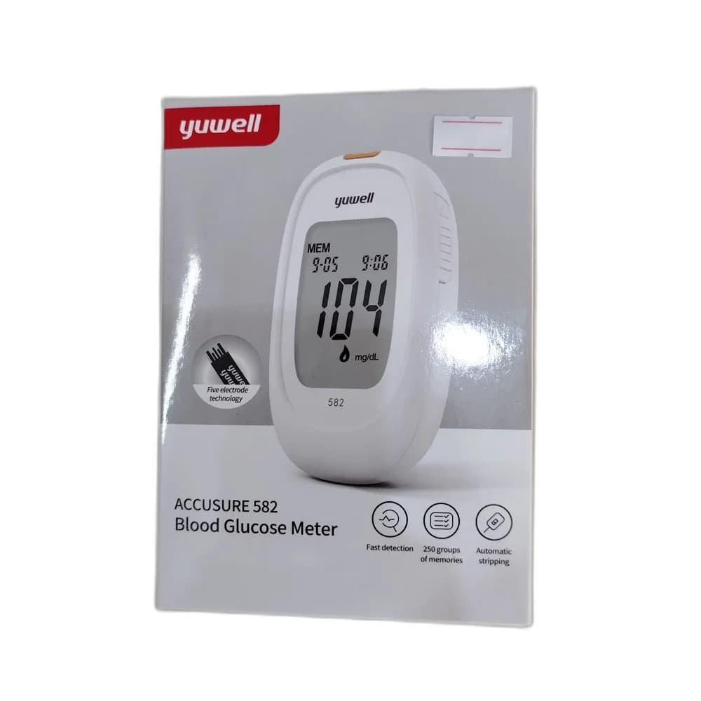 Yuwell Accusure 582 Blood Glucose Meter Model 582; five-electrode technology; 250-reading memory