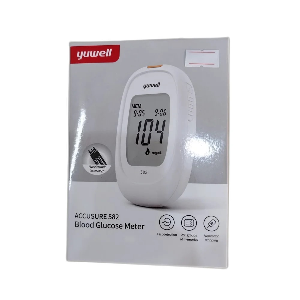 Yuwell Accusure 582 Blood Glucose Meter Model 582; five-electrode technology; 250-reading memory - PHARMACIE LA BELLE PHARMA