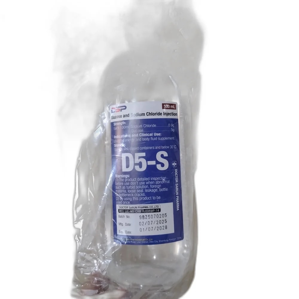 D5-S 5% Glucose / 0.9% Sodium Chloride, 500 mL - PHARMACIE LA BELLE PHARMA