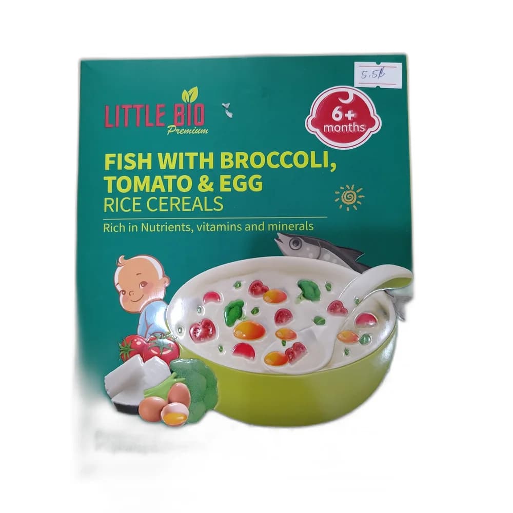 Little Bio Premium Fish with Broccoli, Tomato & Egg Rice Cereals 180 g (20 g x 9 sachets)