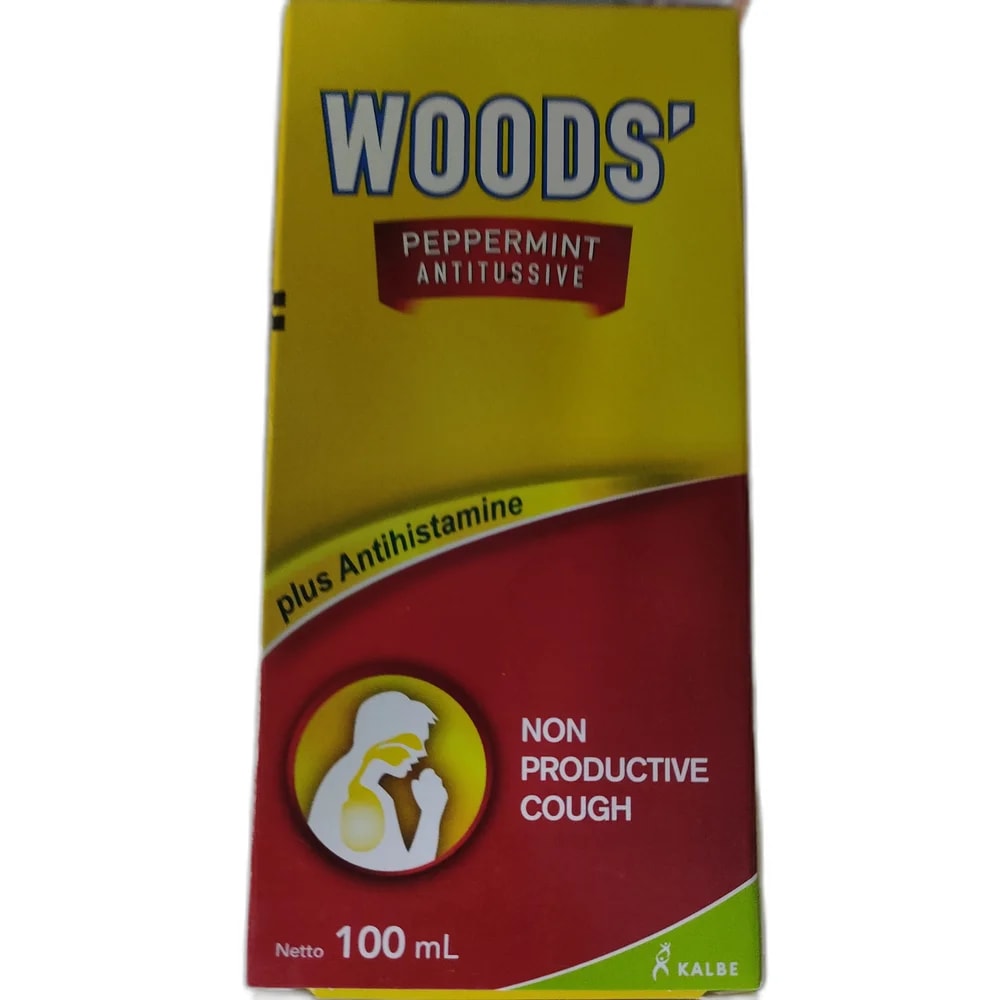 Woods' Peppermint Antitussive Dextromethorphan HBr 7.5 mg + Diphenhydramine HCl 12.5 mg per 5 ml - PHARMACIE PORNLEU PICH