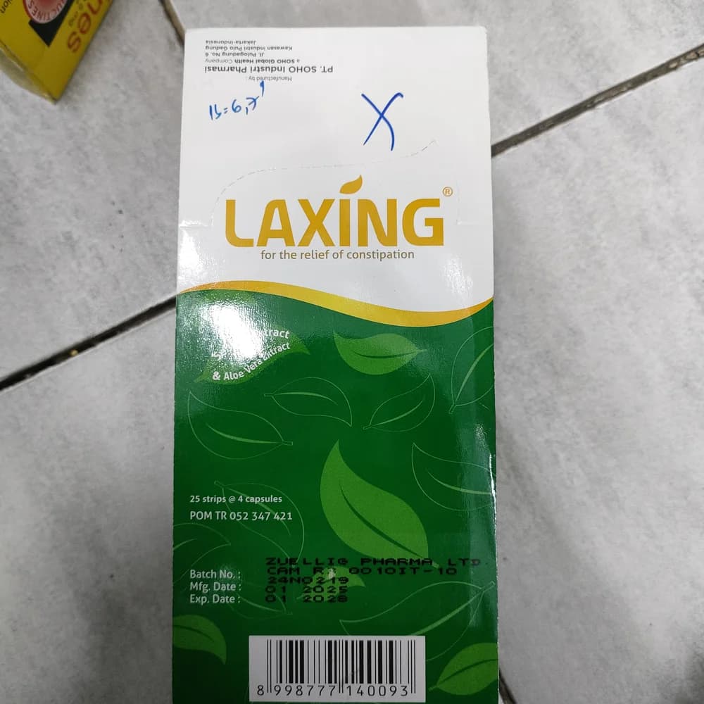 Laxing Sennae 100 mg / Aloe vera 33 mg / Fennel seed 20 mg per capsule