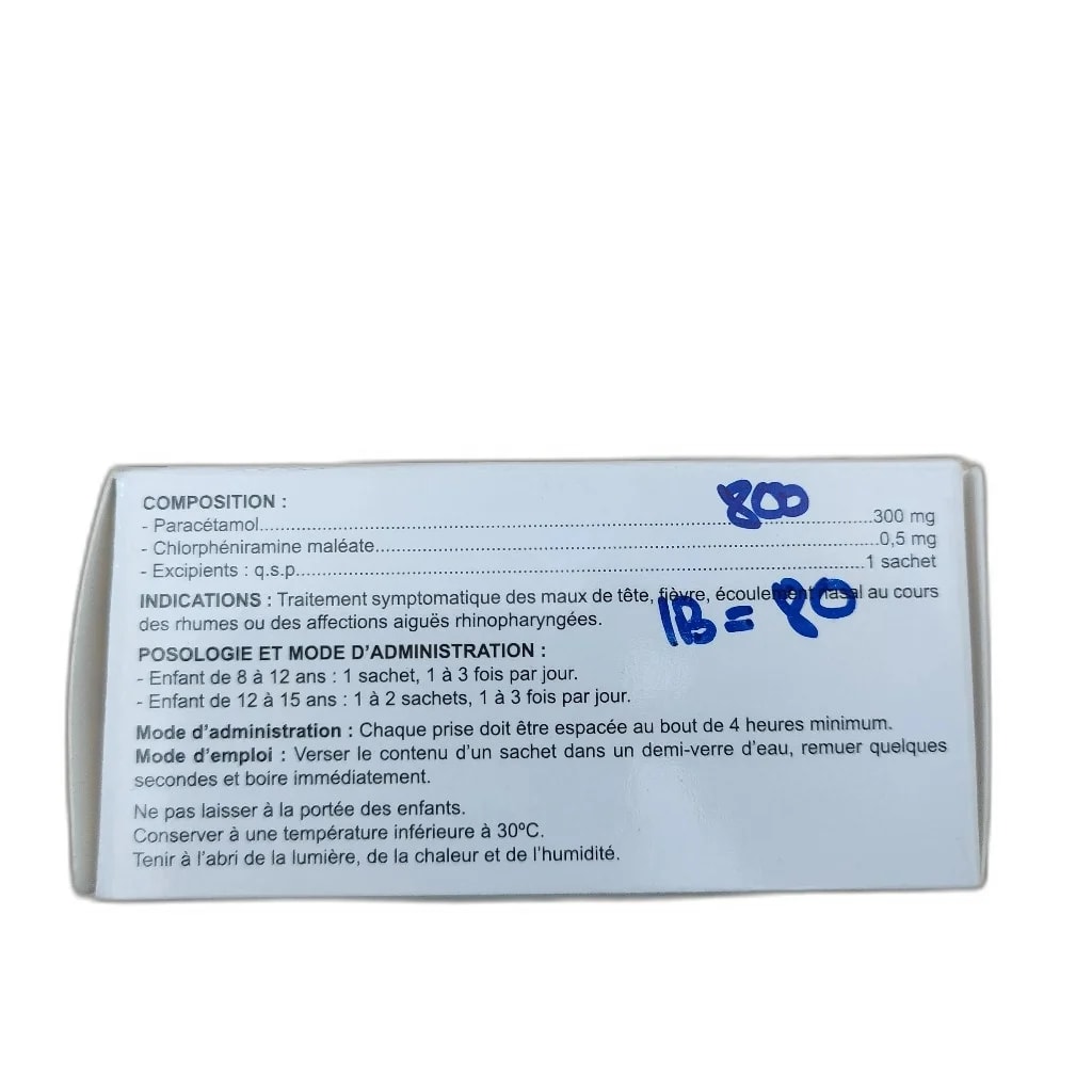 Rhinoril 300 Sachets Paracetamol 300 mg + Chlorpheniramine maleate 0.5 mg per sachet - PHARMARCY DARA RAKSMEY KOK CHAMBOK
