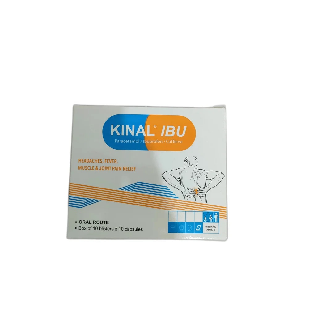 Kinal Ibu Paracetamol 325 mg / Ibuprofen 200 mg / Caffeine 30 mg - PHARMACIE MONGKUL
