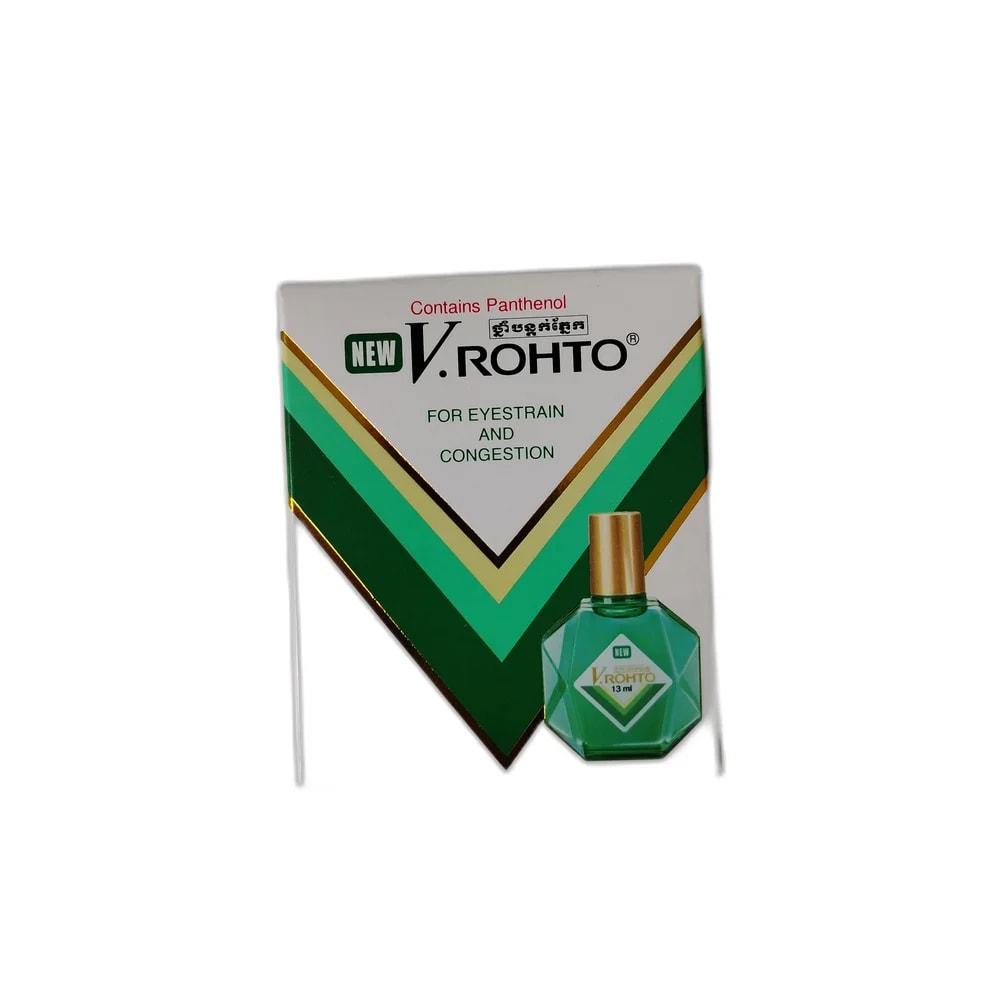 New V.Rohto Per 13 mL: Tetrahydrozoline HCl 1.3 mg, Chlorpheniramine Maleate 1.3 mg, Panthenol 13 mg, Pyridoxine HCl 6.5 mg, Potassium L-Aspartate 130 mg, Dipotassium Glycyrrhizinate 13 mg, Sodium Chondroitin Sulfate 13 mg - PHARMACIE RATANAK