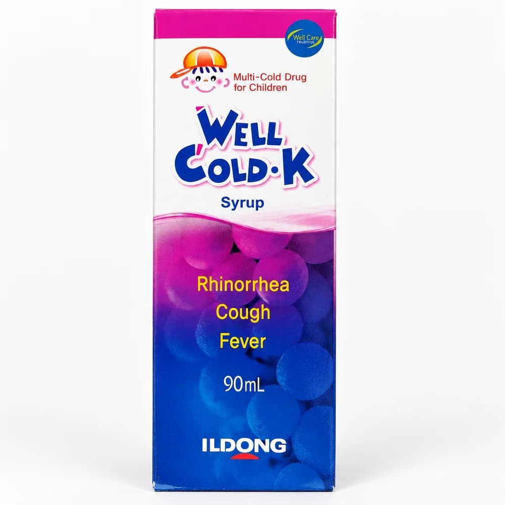 Well Cold-K Per 5 mL: Acetaminophen 50 mg / Chlorpheniramine maleate 0.415 mg / Tipepidine citrate 3.33 mg / dl-Methylephedrine HCl 4.165 mg / Caffeine hydrate 4.165 mg