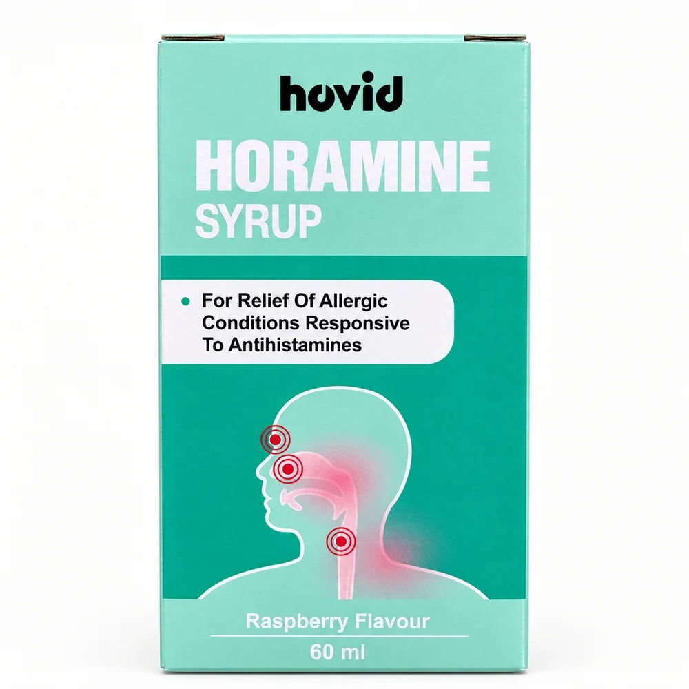 Horamine Syrup Raspberry Flavour Chlorpheniramine maleate 4 mg per 5 mL - Pharmacy Krech hong