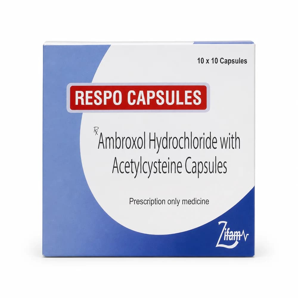 Respo Ambroxol hydrochloride 60 mg and acetylcysteine 300 mg capsules