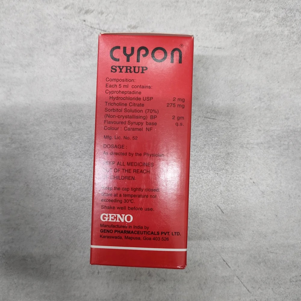 Cypon Syrup 2 mg + 275 mg + 2 gm / 5 mL - Depot De Pharmacie "A" Kim Houy