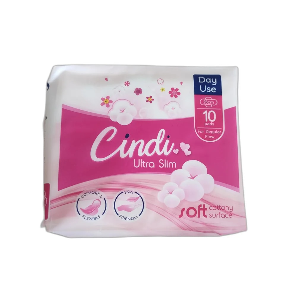 Cindi Ultra Slim Sanitary Pads Day Use, Regular Flow, 25 cm - SUKHA PHARMACY