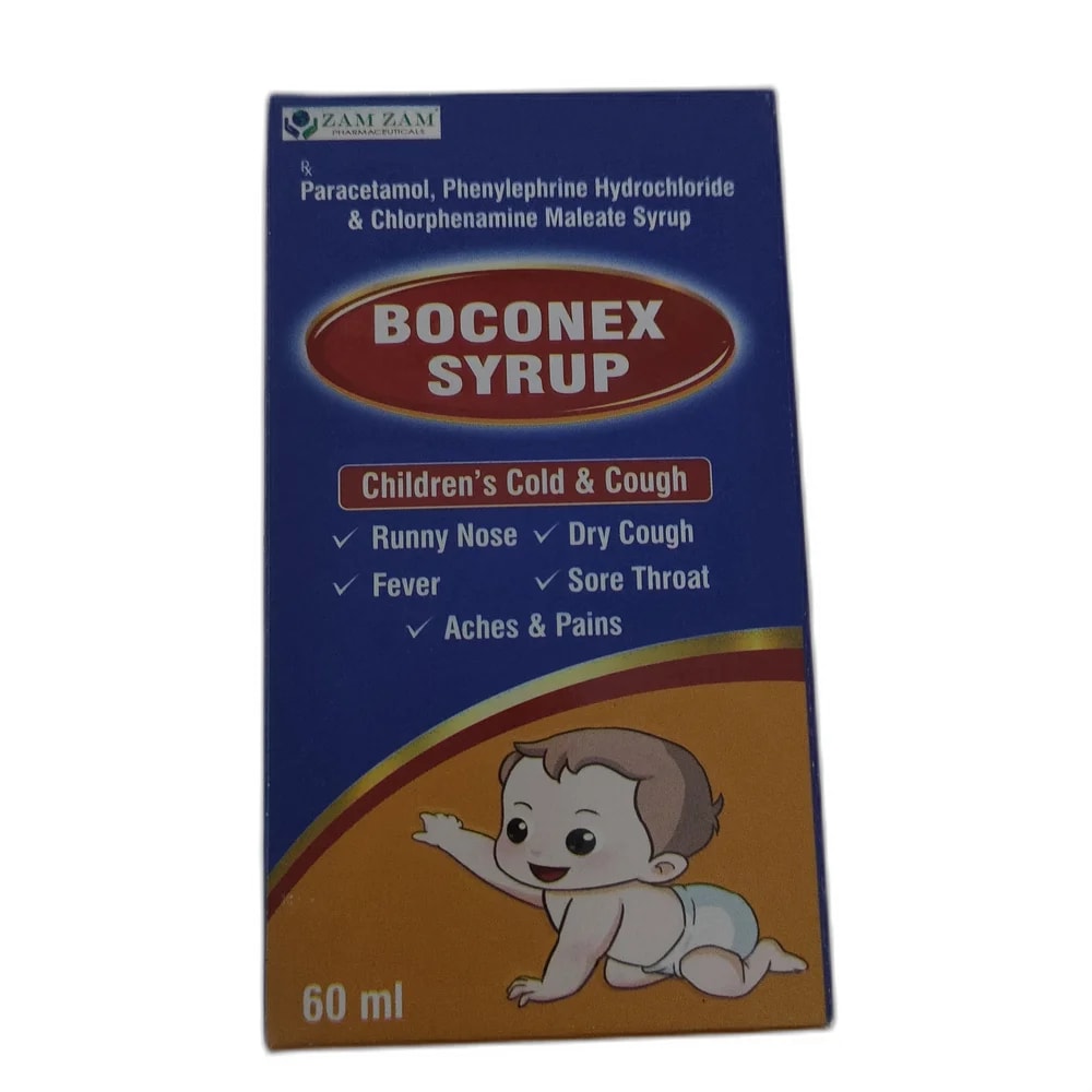 Boconex Syrup 125 mg Paracetamol / 2.5 mg Phenylephrine HCl / 1 mg Chlorphenamine Maleate per 5 ml - PHARMACIE PORNLEU PICH