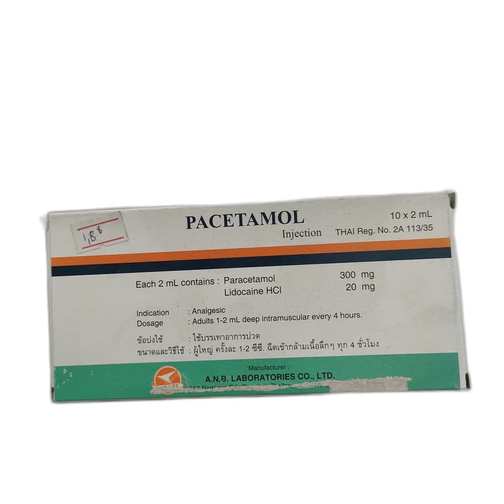 Pacetamol 300 mg / 20 mg per 2 ml