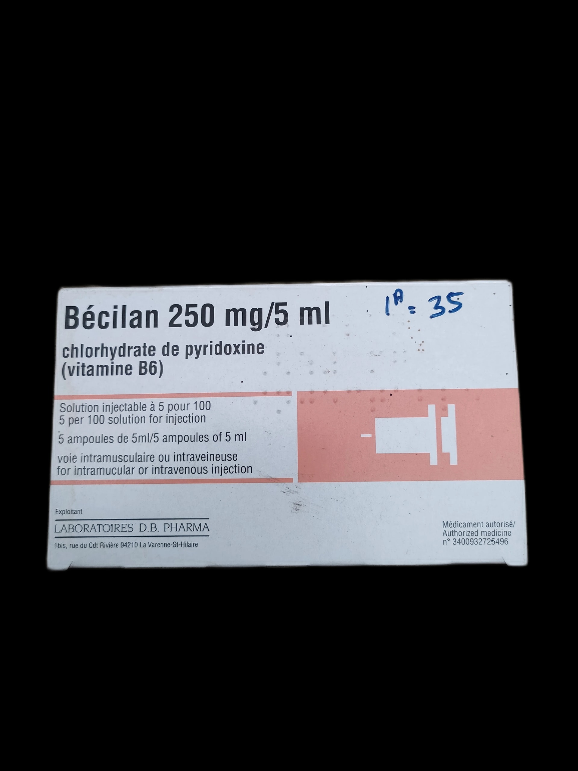 Becilan 250mg Vitamin B6 Injection 250mg/5ml - PONLEU DOUNG DARA PHARMACY