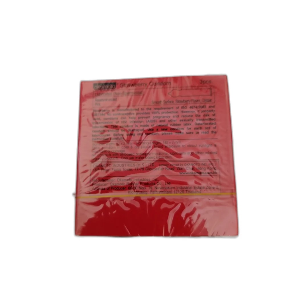 Okamoto Strawberry Condom 53±2 mm width - DHOU CARE PHARMACY