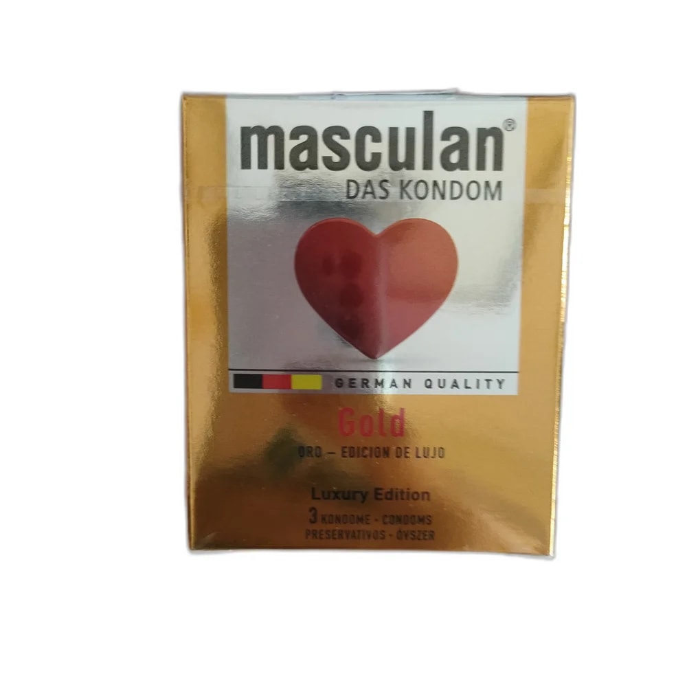 Masculan Gold Luxury Edition Condoms 53 ± 1 mm, vanilla scented, 3 condoms - SUKHA PHARMACY
