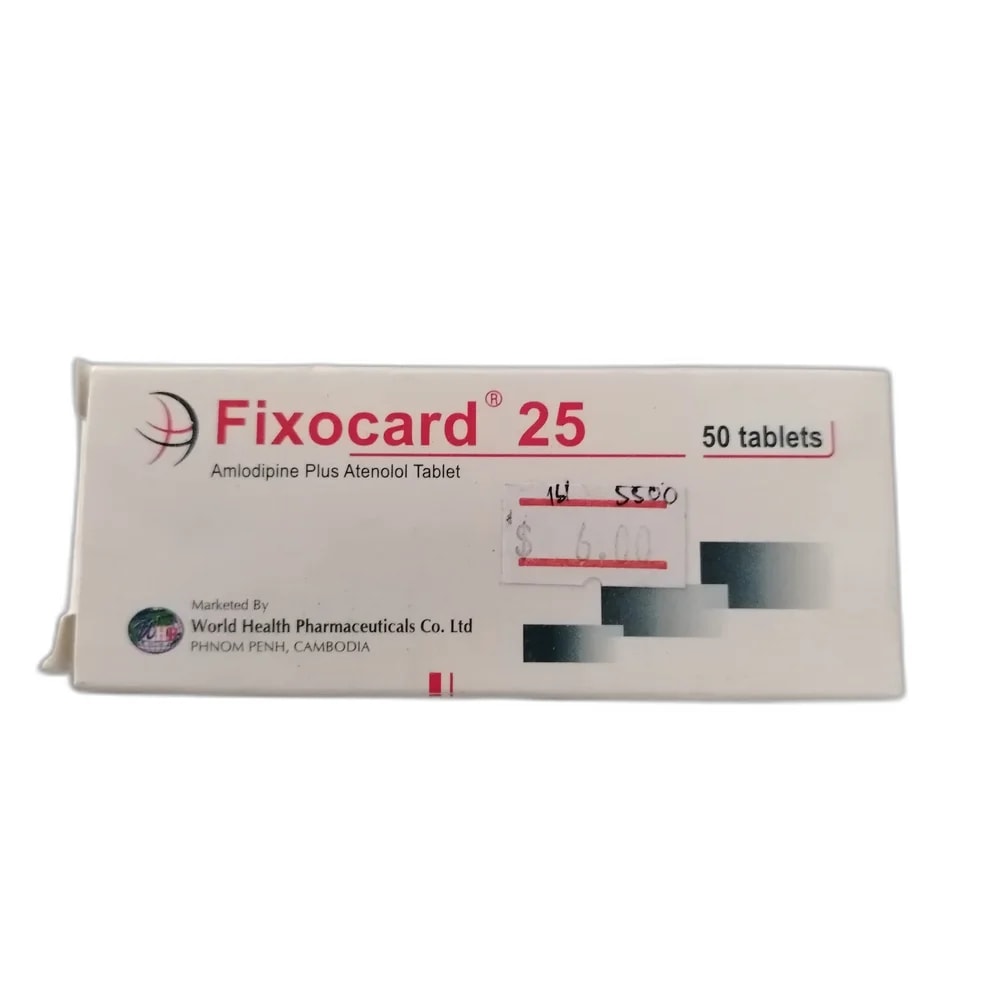 Fixocard 25 Amlodipine 5 mg + Atenolol 25 mg - Oudom Puthik Pharmacy