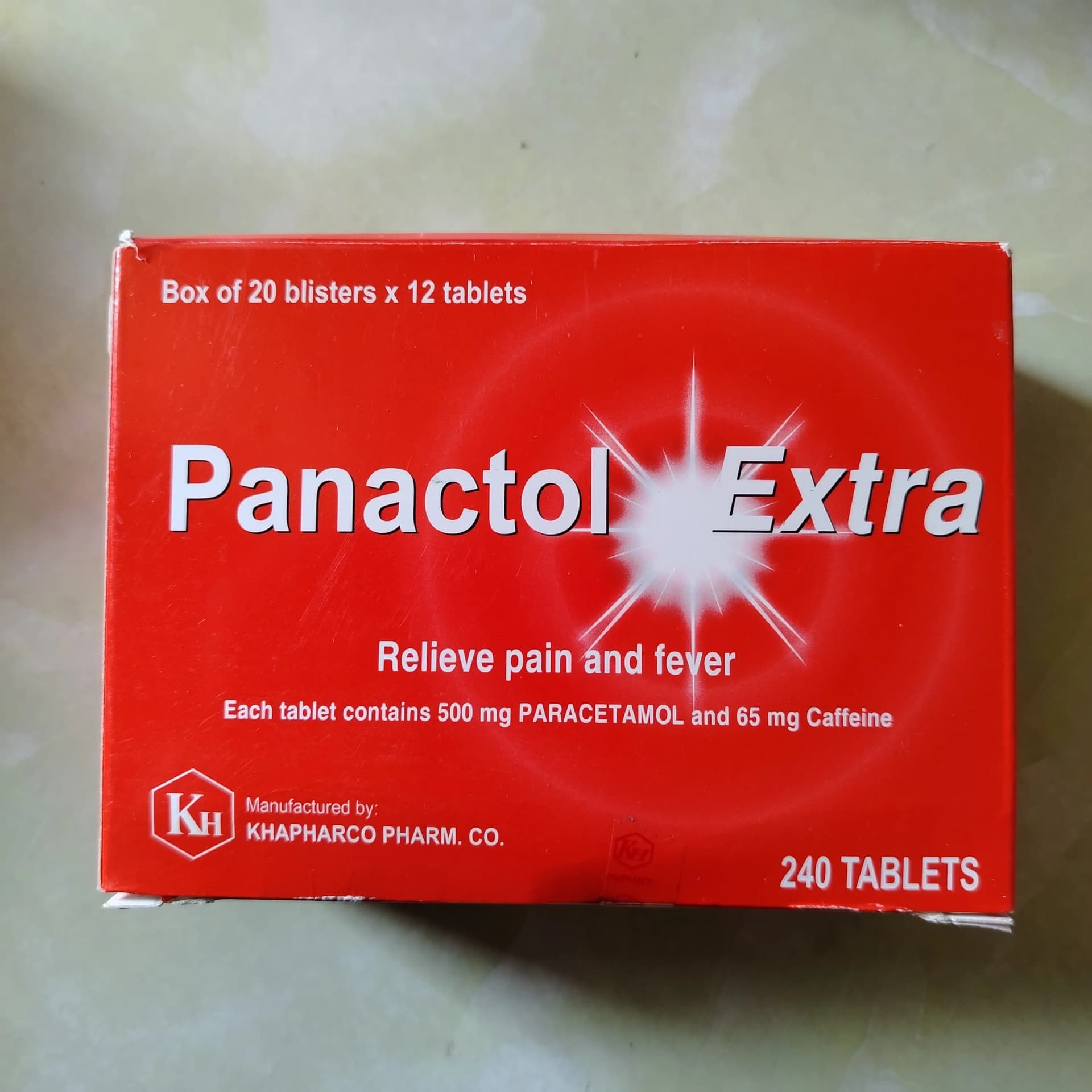 Panactol Extra 500 mg Paracetamol and 65 mg Caffeine