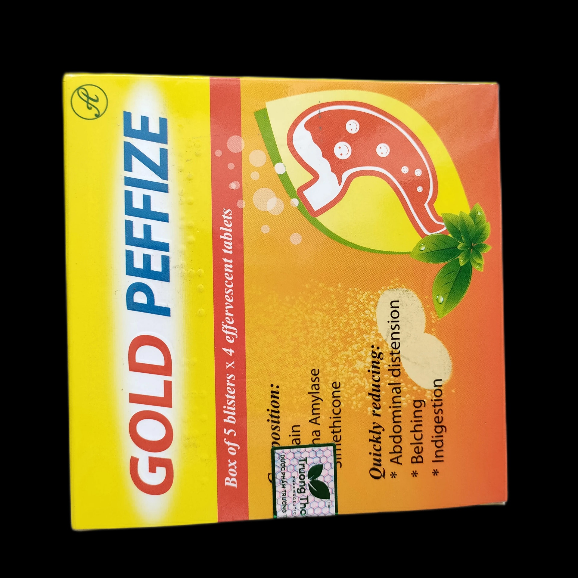 Gold Peffize Papain 60mg, Alpha Amylase 20mg, Simethicone 25mg - SREY MOM PHARMACY