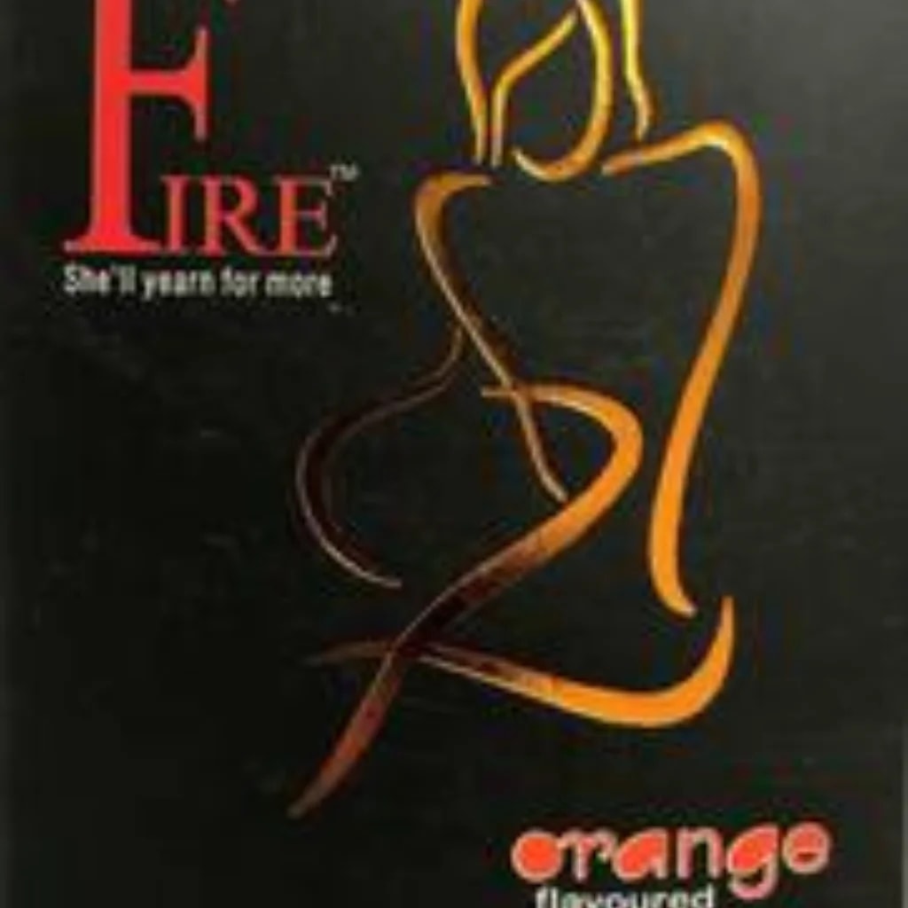 Fire Dotted Condoms Orange Flavoured Premium lubricated, coloured & flavoured dotted condom; Length 180 mm (min), Lay Flat width 53 mm ± 2 mm - PHARMA ASSIST PHARMACY